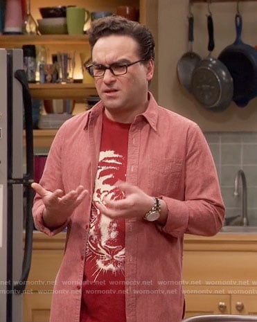 Leonard’s red tiger graphic t-shirt on The Big Bang Theory