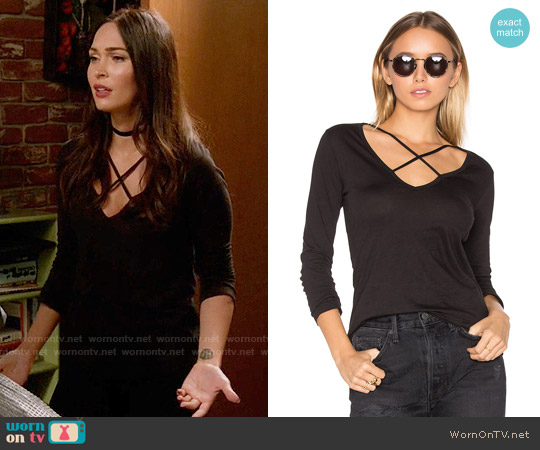 LNA Long Sleeve Cross Top worn by Reagan (Megan Fox) on New Girl