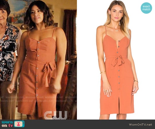 Lovers + Friends Marina Dress in Faded Rust worn by Jane Villanueva (Gina Rodriguez) on Jane the Virgin