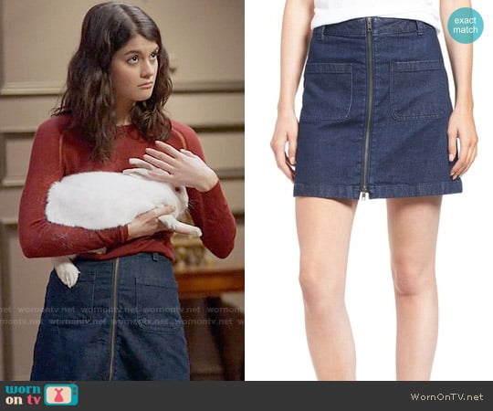 Madewell Front Zip Denim Miniskirt worn by Sabrina Pemberton (Sofia Black D'Elia) on The Mick