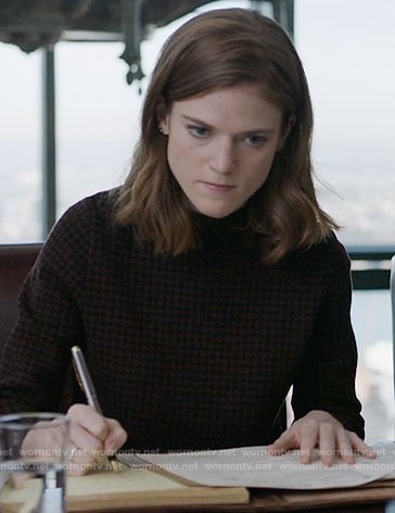 Maia’s brown houndstooth top on The Good Fight