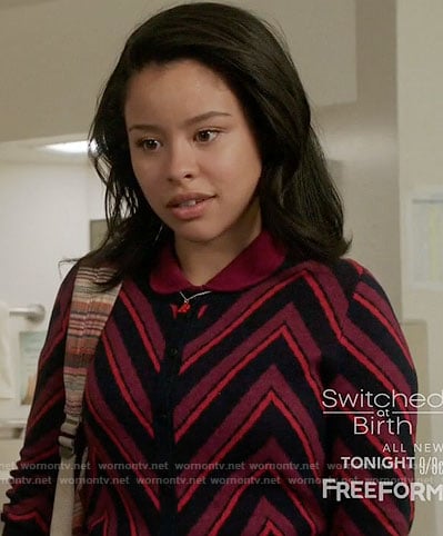 Mariana’s purple chevron striped cardigan on The Fosters