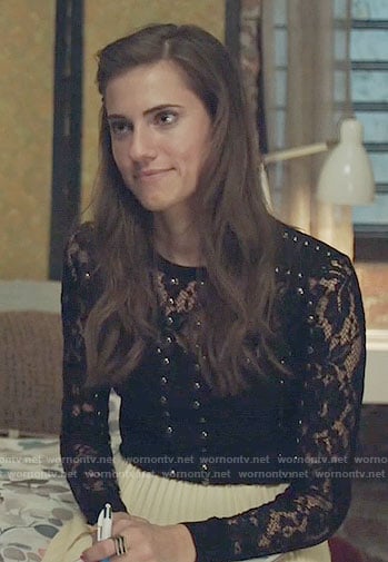 Marnie’s black studded lace top on Girls
