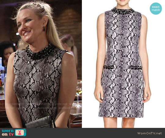 MICHAEL Michael Kors Embellished Snake Print Dress worn by Sharon Newman (Sharon Case) on The Young and the Restless