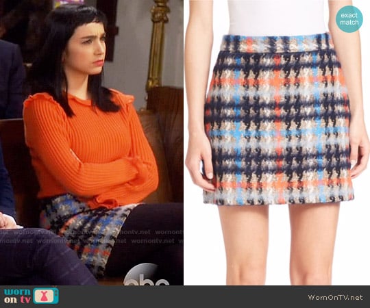 Milly Plaid Mini Skirt worn by Mandy Baxter (Molly Ephraim) on Last Man Standing