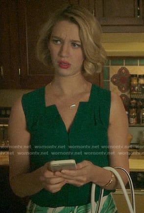 Petra’s green sleeveless v-neck blouse on Jane the Virgin
