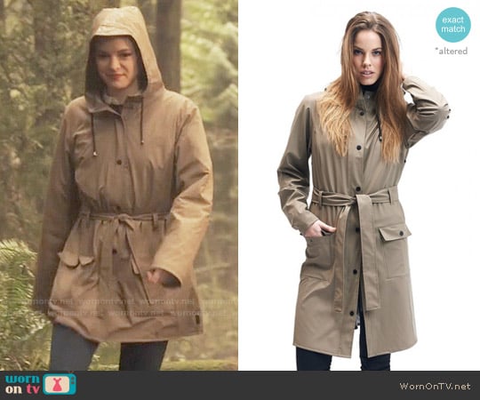 Rains Curve Jacket in Soil worn by Caitlin Snow (Danielle Panabaker) on The Flash