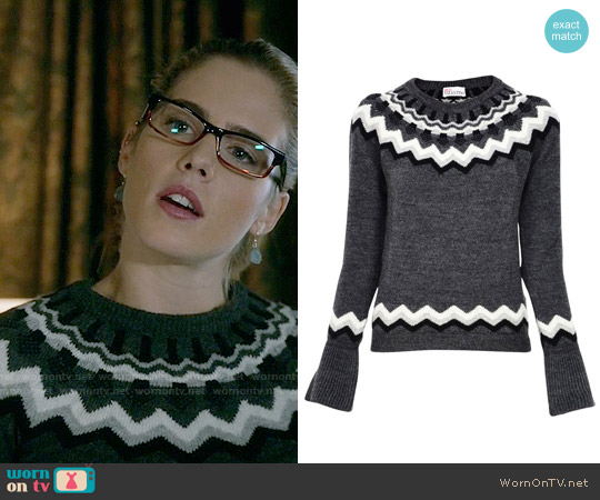 RED Valentino Wool Sweater worn by Felicity Smoak (Emily Bett Rickards) on Arrow
