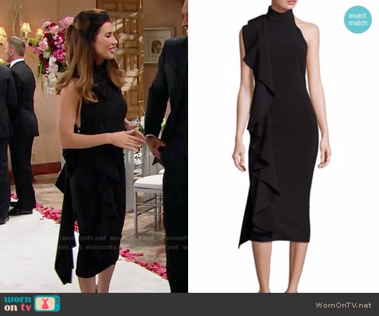 Solace London Amelle Ruffle Halter Dress worn by Steffy Forrester (Jacqueline MacInnes Wood) on The Bold and the Beautiful