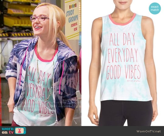 Spiritual Gangster Good Vibes All Day Muscle Tee worn by Maddie Rooney (Dove Cameron) on Liv and Maddie