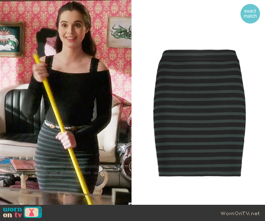 T by Alexander Wang Striped Cotton Mini Skirt worn by Bay Kennish (Vanessa Marano) on Switched at Birth