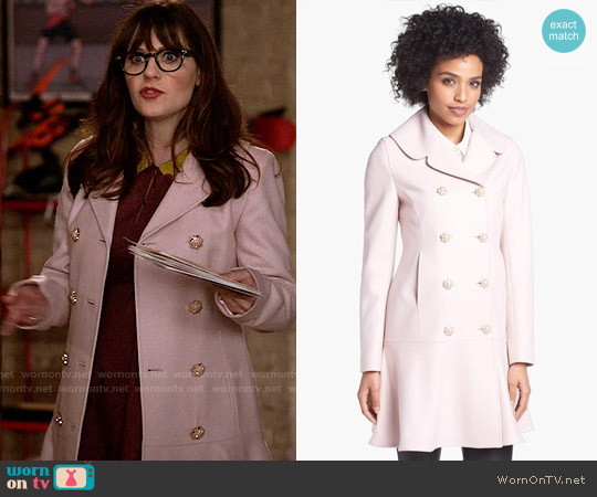 Ted Baker Wool Blend Peplum Hem Coat worn by Jessica Day (Zooey Deschanel) on New Girl