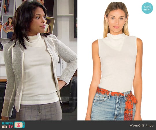 Theory Leendelle Top worn by Maya Avant (Karla Mosley) on The Bold and the Beautiful