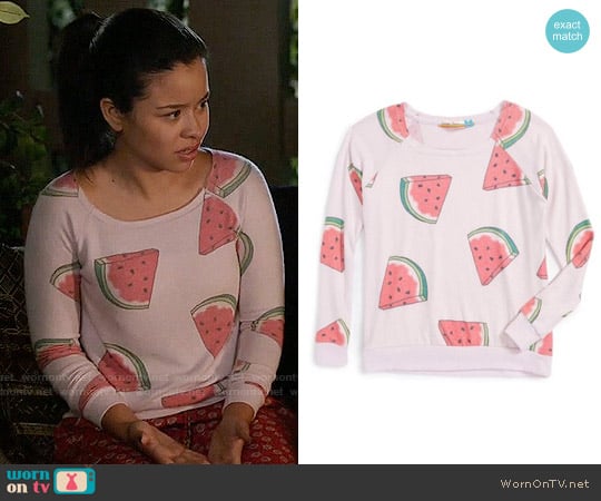 Vintage Havana Big Girls Watermelon Print Sweatshirt worn by Mariana Foster (Cierra Ramirez) on The Fosters