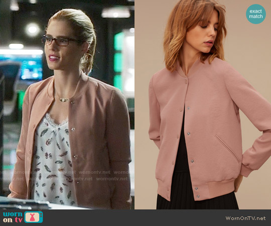 Wilfred Poussin Bomber in Derma worn by Felicity Smoak (Emily Bett Rickards) on Arrow