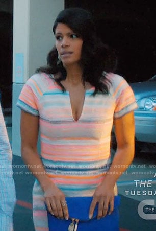 Xiomara’s multi-colored short sleeve dress on Jane the Virgin