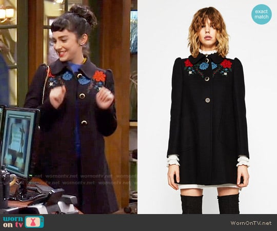Zara Coat with Embroidered Yoke worn by Mandy Baxter (Molly Ephraim) on Last Man Standing