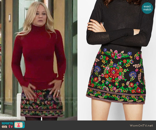 Zara Embroidered Mini Skirt worn by Sharon Newman (Sharon Case) on The Young and the Restless