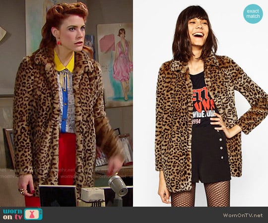 Zara Leopard Faux Fur Coat worn by Sally Spectra (Courtney Hope) on The Bold and the Beautiful