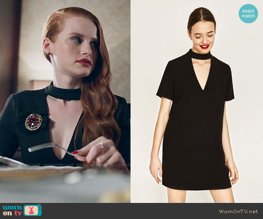 Zara Mini Dress with Collar Detail worn by Cheryl Blossom (Madelaine Petsch) on Riverdale