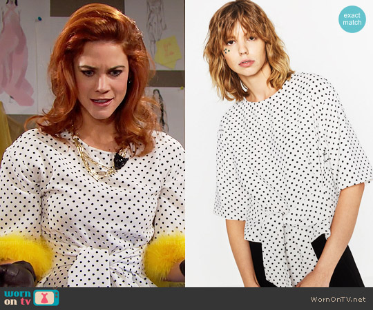 Zara Polka Dot Top worn by Sally Spectra (Courtney Hope) on The Bold and the Beautiful