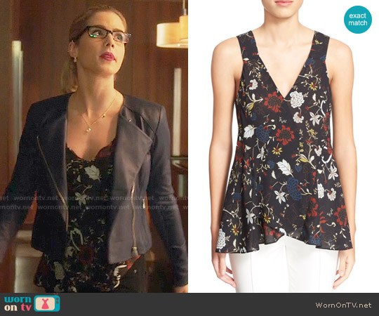 A.L.C. Purcell Floral Top worn by Felicity Smoak (Emily Bett Rickards) on Arrow