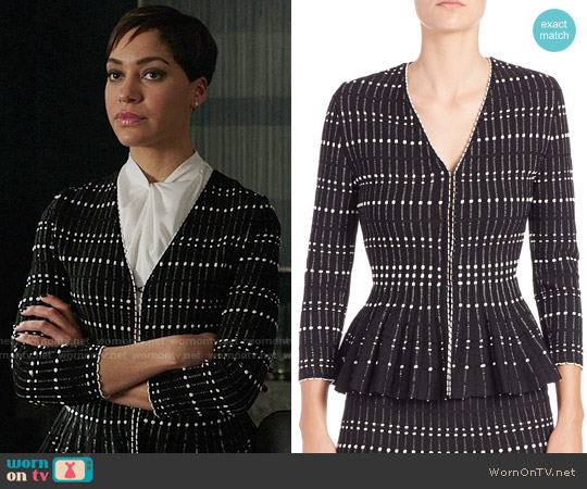 Alexander McQueen Pleated Knit Peplum Top worn by Lucca Quinn (Cush Jumbo) on The Good Fight