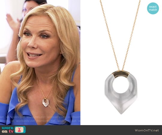 Alexis Bittar Faceted Pentagon Pendant Necklace in Silver worn by Brooke Logan (Katherine Kelly Lang) on The Bold and the Beautiful