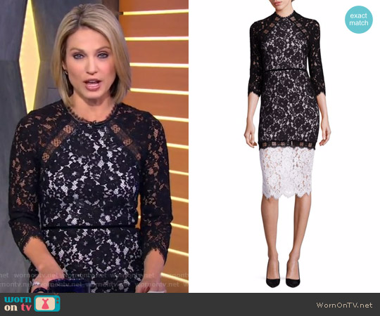 Alexis Whitney Lace Colorblock Dress worn by Amy Robach on Good Morning America
