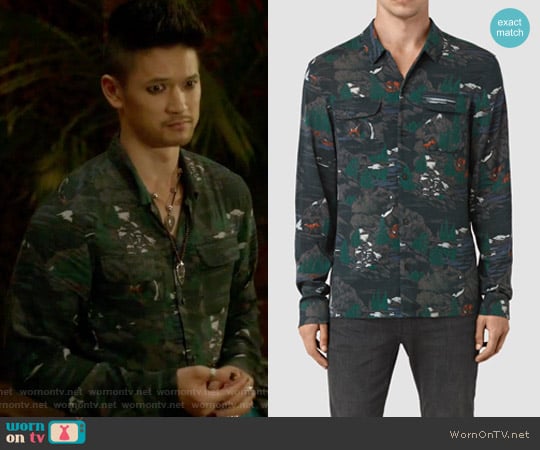 All Saints Redfern shirt worn by Magnus Bane (Harry Shum Jr.) on Shadowhunters