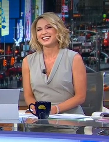 Amy’s blue cowl neck dress on Good Morning America