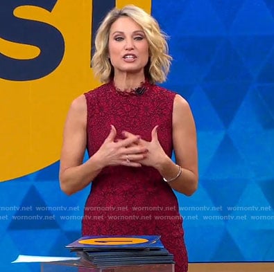 Amy’s red sleeveless lace dress on Good Morning America