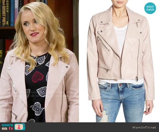 Blank NYC Faux Leather Jacket in No Blushing worn by Gabi Diamond (Emily Osment) on Young and Hungry