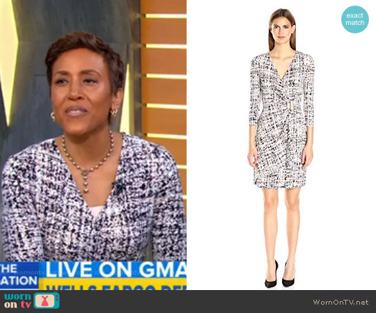 Calvin Klein 3/4 Sleeve Mock Wrap Dress worn by Robin Roberts on Good Morning America