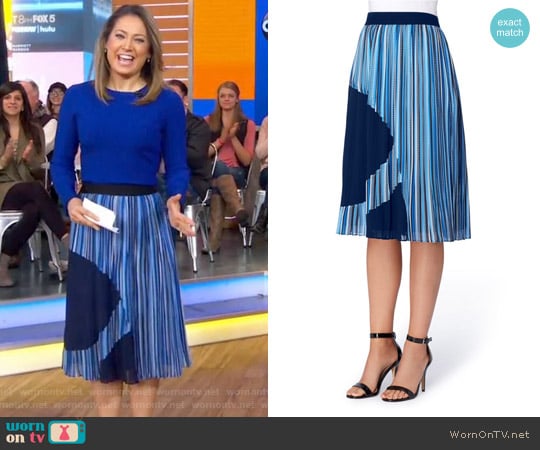 Catherine Malandrino Francis Pleat A-Line Skirt worn by Ginger Zee on Good Morning America