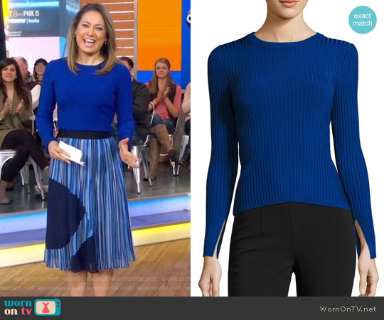 Catherine Malandrino Wide Ribbed Pullover Sweater worn by Ginger Zee on Good Morning America