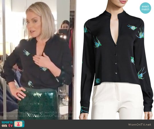 Diane von Furstenberg V Neck Shirt worn by Kelly Ripa on Live with Kelly and Mark