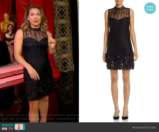 Elie Tahari Mirage Feathered Dress worn by Ginger Zee on Good Morning America