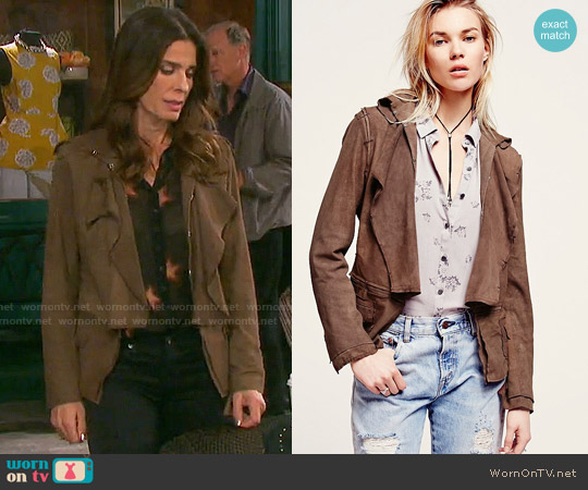 Free People Ruffled Suede Jacket worn by Hope Williams (Kristian Alfonso) on Days of our Lives
