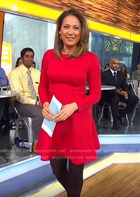 Ginger’s red long sleeve dress on Good Morning America