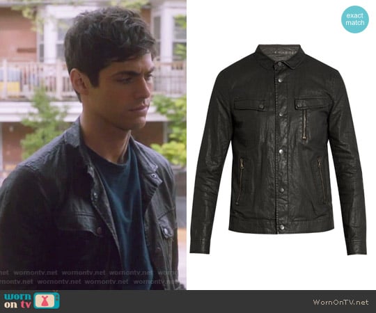 John Varvatos Distressed washed-linen jacket worn by Alexander Lightwood (Matthew Daddario ) on Shadowhunters