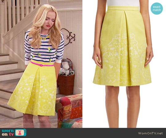 Karen Millen Jacquard Inverted Pleat Skirt worn by Liv Rooney (Dove Cameron) on Liv and Maddie