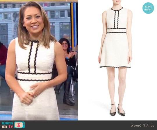 Kate Spade Scallop Trim Tweed Fit & Flare Dress worn by Ginger Zee on Good Morning America
