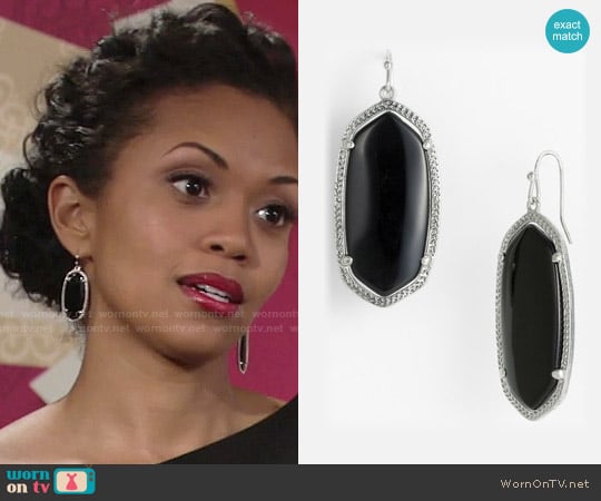 Kendra Scott Elle Earrings in Black/Silver worn by Hilary Curtis (Mishael Morgan) on The Young and the Restless