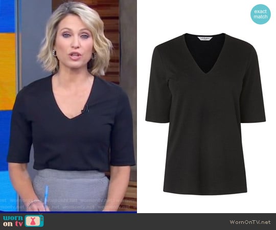 L.K. Bennett Lorna V Neck Top worn by Amy Robach on Good Morning America