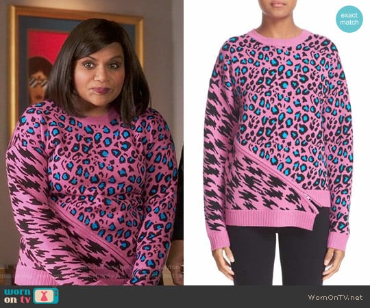 Opening Ceremony Leopard Intarsia Sweater worn by Mindy Lahiri (Mindy Kaling) on The Mindy Project