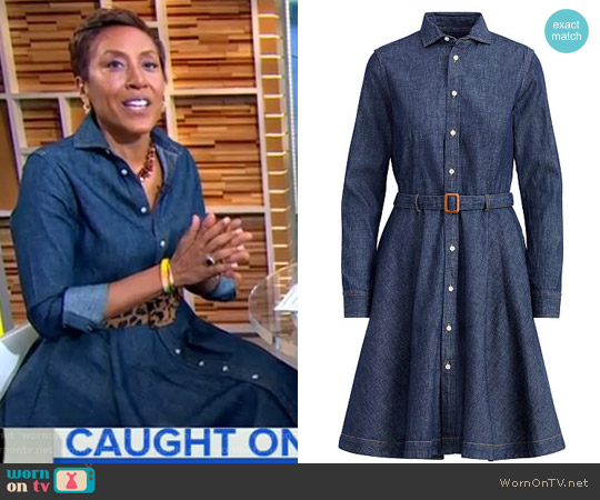 Ralph Lauren Belted Denim Shirtdress worn by Robin Roberts on Good Morning America