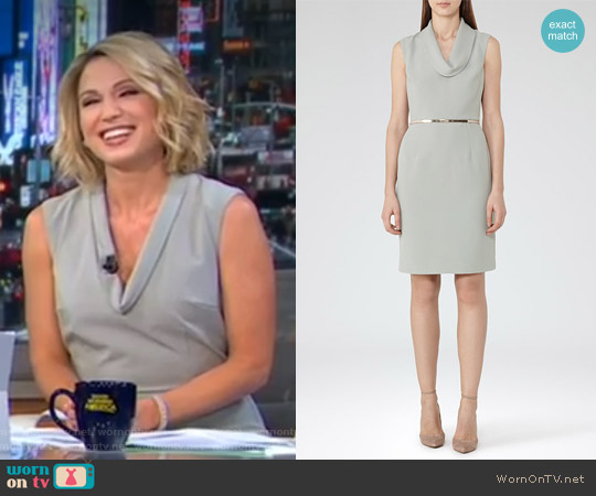 Reiss Coraline Cowl Neck Dress worn by Amy Robach on Good Morning America