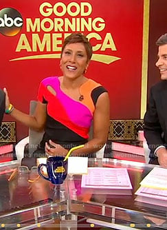 Robin’s asymmetric neck dress with cutouts on Good Morning America