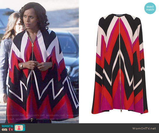 Salvatore Ferragamo Multicolored Zig Zag Cape worn by Olivia Pope (Kerry Washington) on Scandal